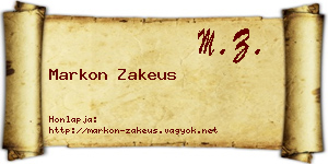 Markon Zakeus névjegykártya